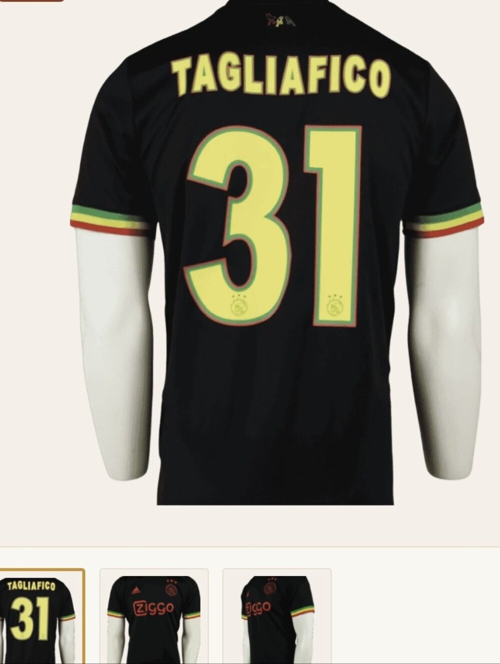 adidas Ajax Amsterdam 2021/22 Bob Marley Third Jersey Tagliafico 31 XL